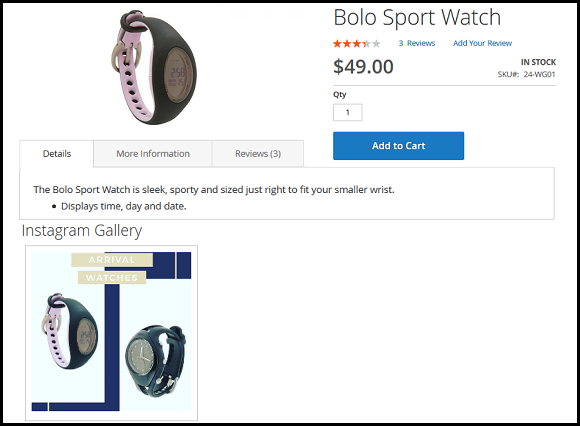 Display instagram gallery on product page with Instagram Connect Magento 2 Extension