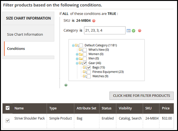 Display Size-charts based on Product Attributes Display Size-charts based on Product Attributes