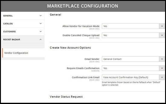 Marketplace configuration admin Multivendor marketplace for magento 2