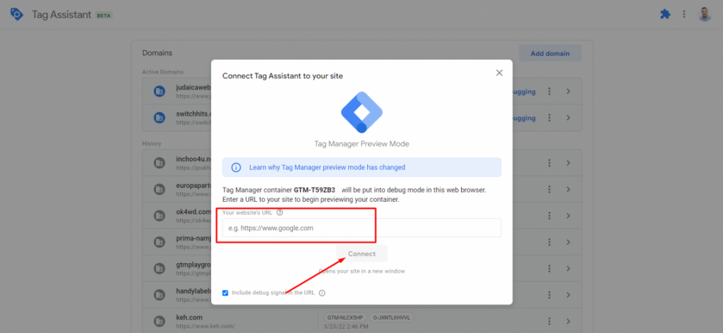 connect after entering your Magento store’s URL