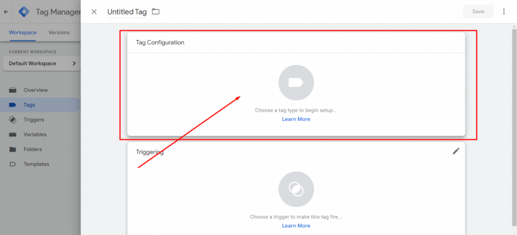 Tag configuration space to open tag types