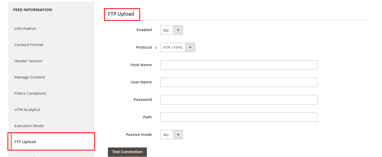 Configure the Feed Upload Protocol