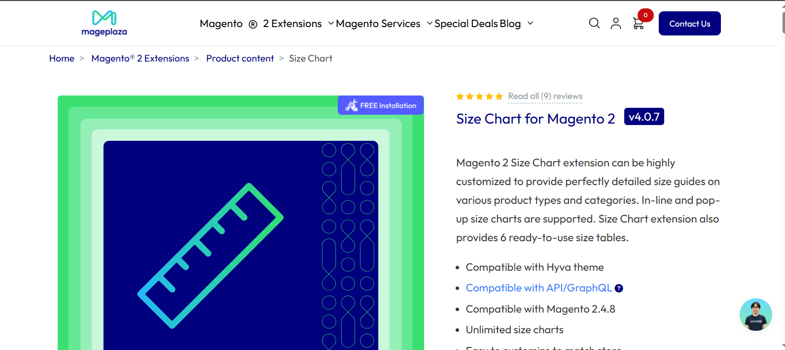 Size Chart for Magento 2 by Mageplaza
