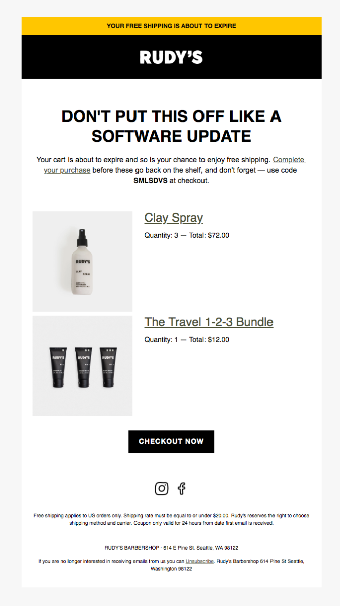 Discount With a Deadline Email by Rudys Barbershop
