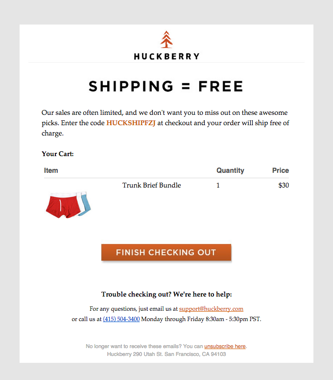 Free Shipping Offer Email by Huckberry