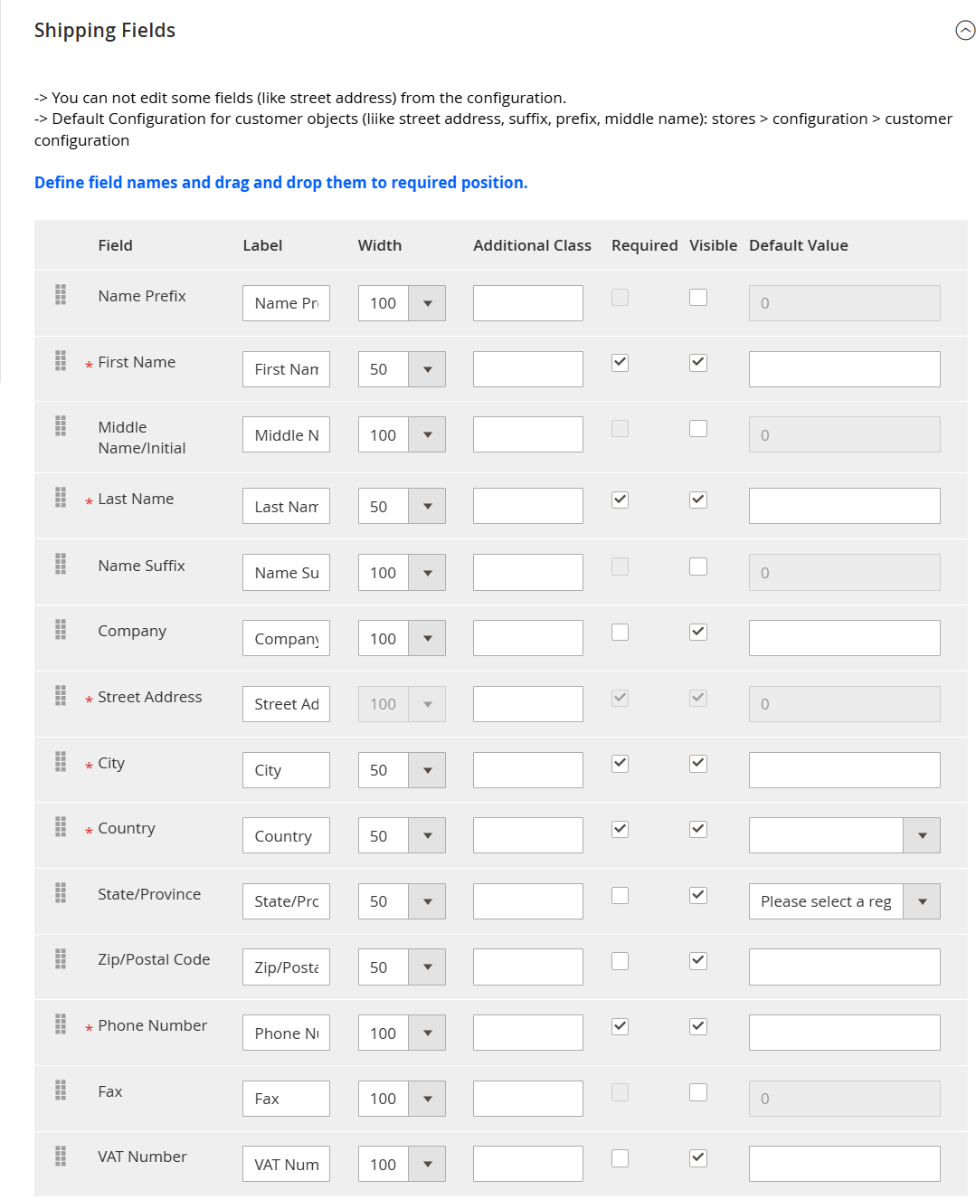 MageDelight One Step Checkout Shipping Fields Settings