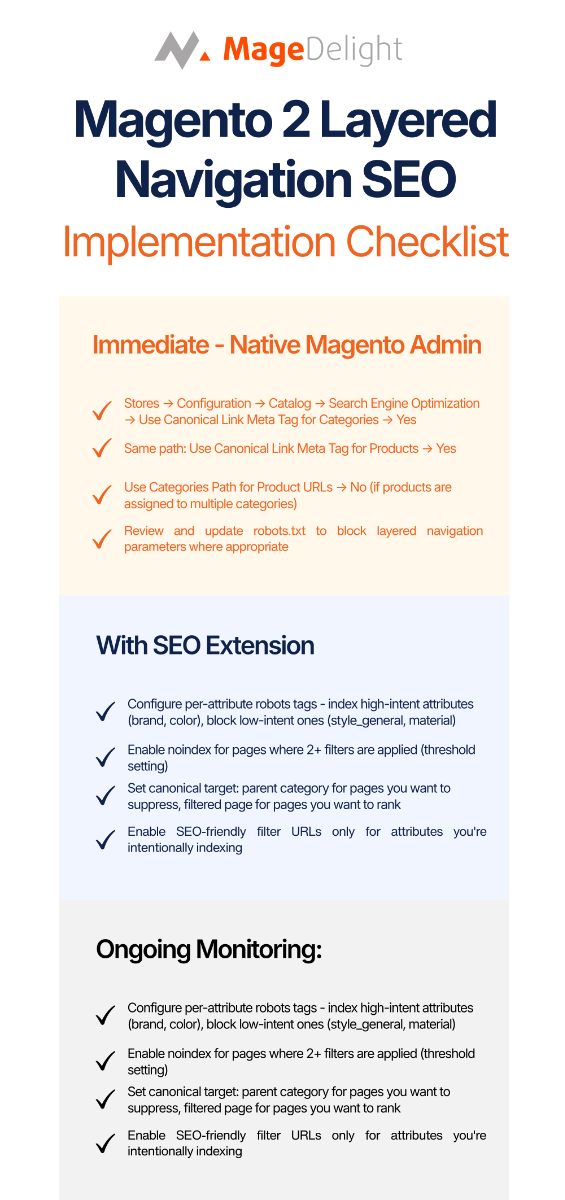 Magento 2 Layered Navigation SEO Implementation Checklist