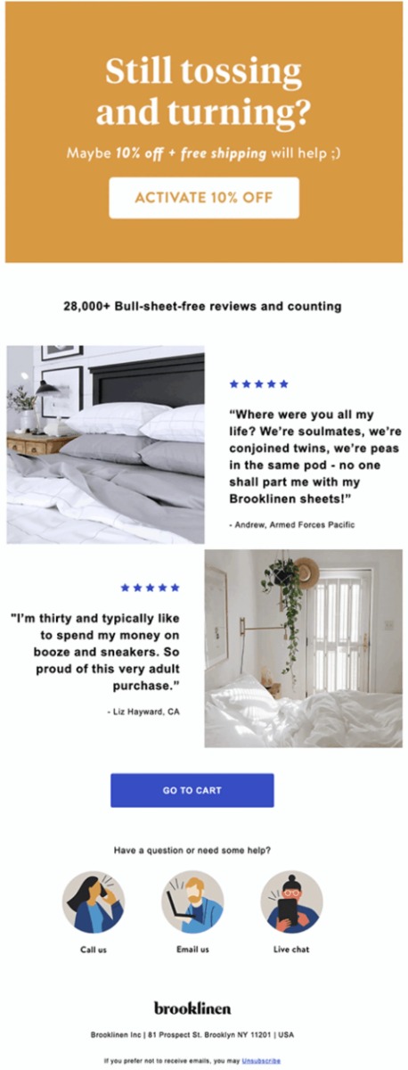 Social Proof Email by Brooklinen
