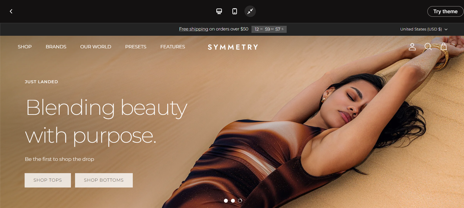 Symmetry from Clean Canvas for Shopify