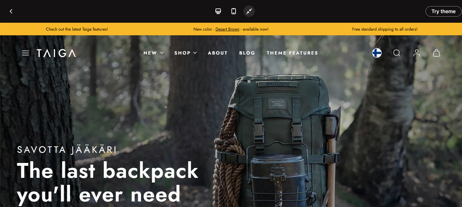 Taiga by Woolman Shopify Theme