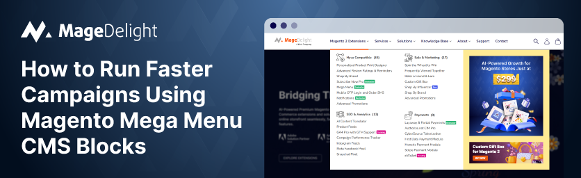 Run Campaigns Using Magento Mega Menu CMS Blocks