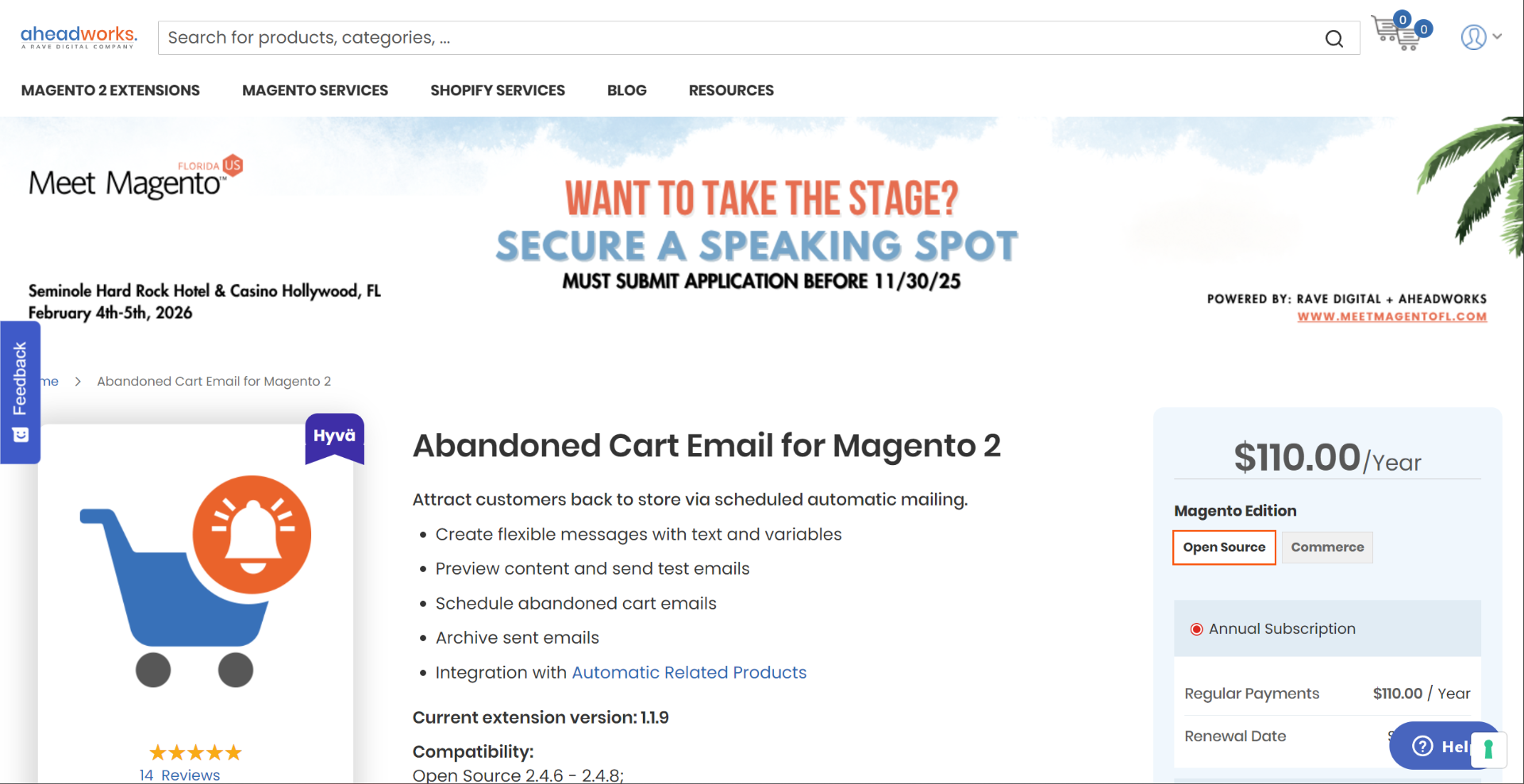Aheadworks Abandoned Cart Email for Magento 2