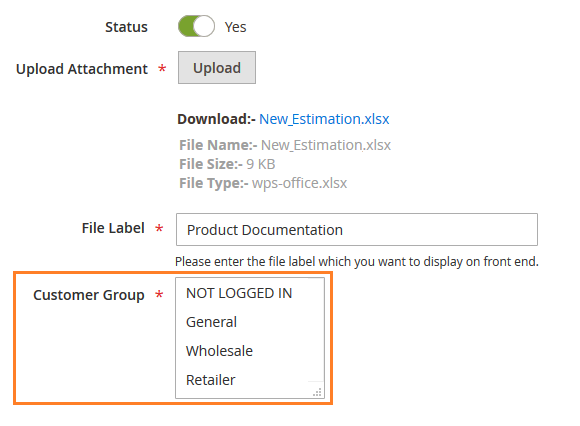 Display Attachments based on Customer Groups