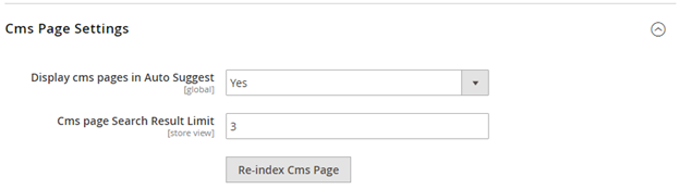 Elastic Search CMS Page Settings