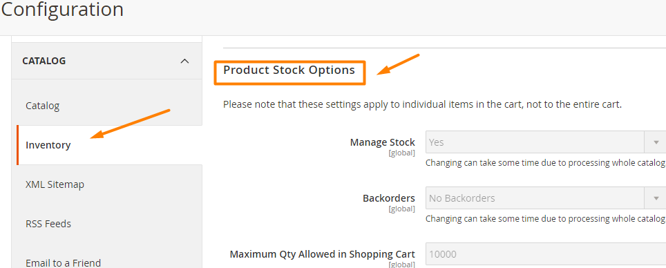 Product Stock Magento 2 Settings