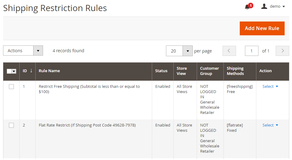 Shipping Restrictions Rule Magento 2