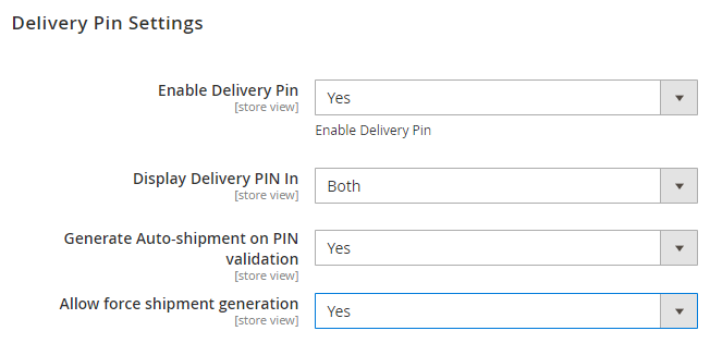 Delivery Pin Configurations Store Pickup