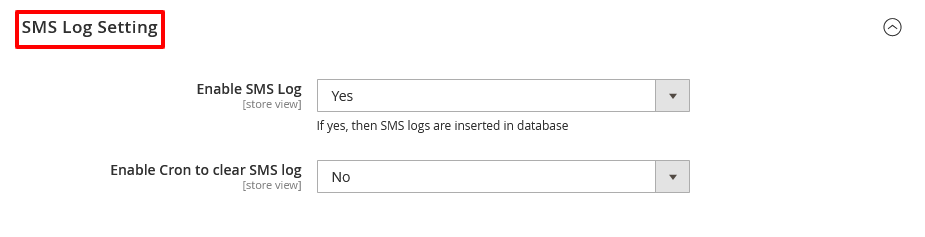 Admin SMS Log Settings